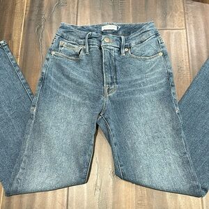 Good American high rise straight jeans with no rips